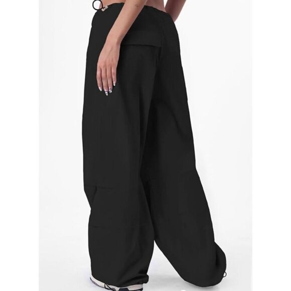 Parachute Pants Drawstring Elastic Waist Loose Baggy Y2K Pants Trousers … - Picture 9 of 10